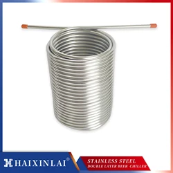 Stainless Steel Cooling Coil,Double Layer Beer Water Wort Chiller,Jockey Box, 8mm Tube, Homebrew Draft Beer Cooler, 19M Length