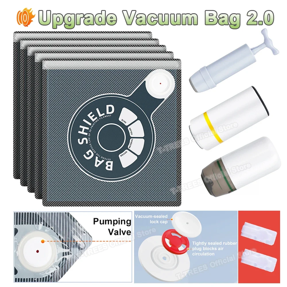 Upgrade 2.0 3D Filament Storage Bag With Valve Vacuum Bag Dryer Safekeep Humidity Resistant Sealing Bag Keep Filament Dry Sealed