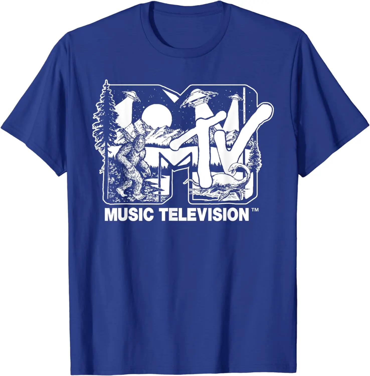 Mademark x MTV - Cryptid-Filled MTV Logo Feat. Bigfoot, UFO, & Nessie Sketch T-Shirt