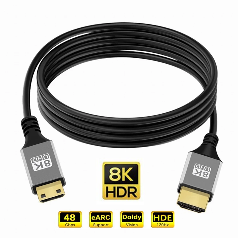 UHD 8K Mini HDMI-совместимый с HDMI-кабелем 0,5 м 1 м 3 м HDMI 2,1 в шнур для камеры ТВ планшета Поддержка 8K 4K 5K 48 Гбит/с eARC HDR10 HDCP