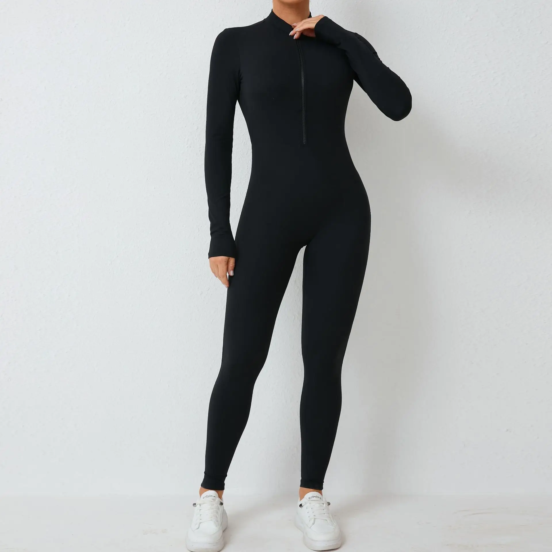 

2024 Zipper Women Tracksuit Yoga Set One Piece Jumpsuit Workout Scrunch Legging Rompers Sport Gym Active Suit Exercise