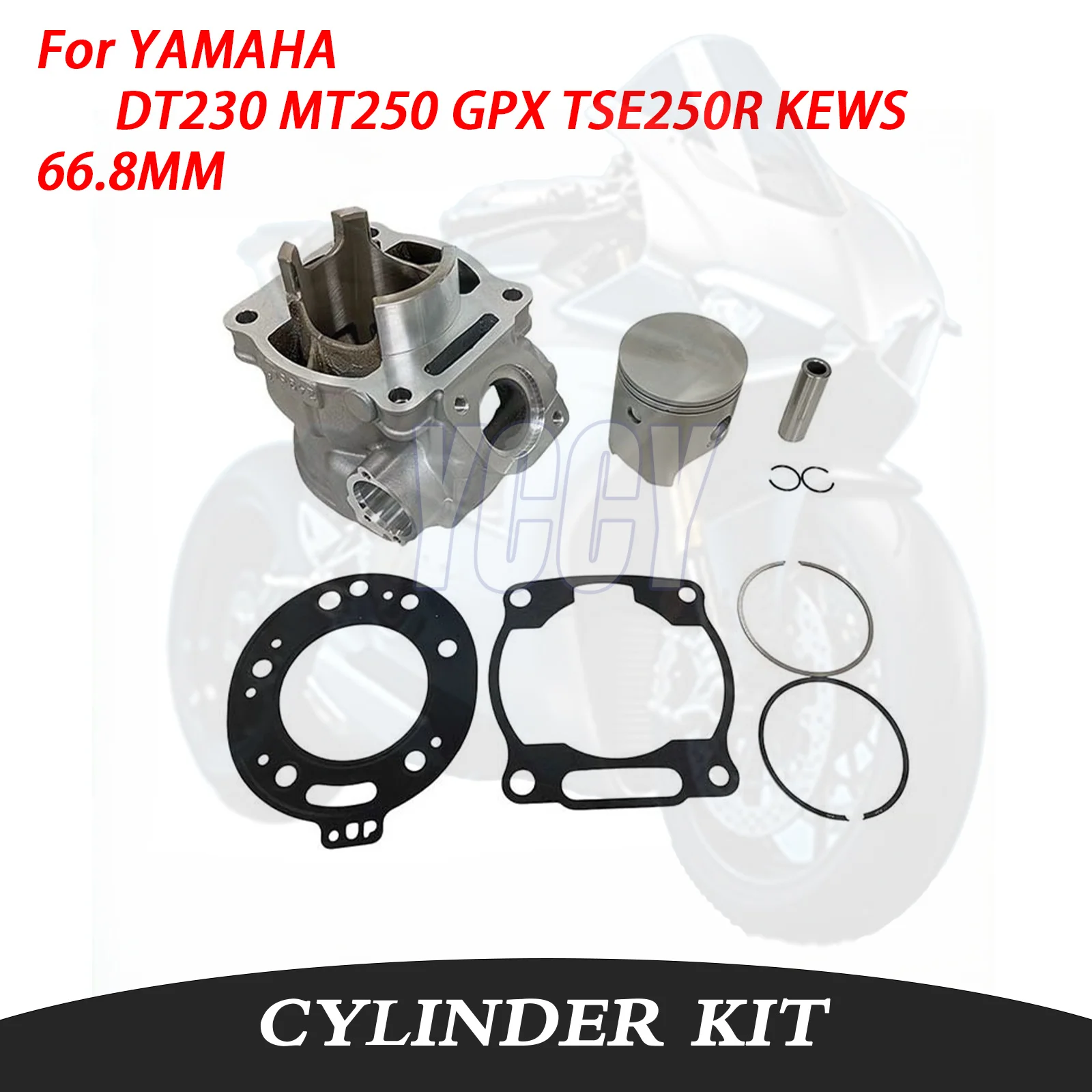 Kit de cylindre de moto 66,8 mm, joints de piston impeccables pour YAMAHA DT230 Loncin MT250 GPX TSE250R KEWS K16 Hengjian 250