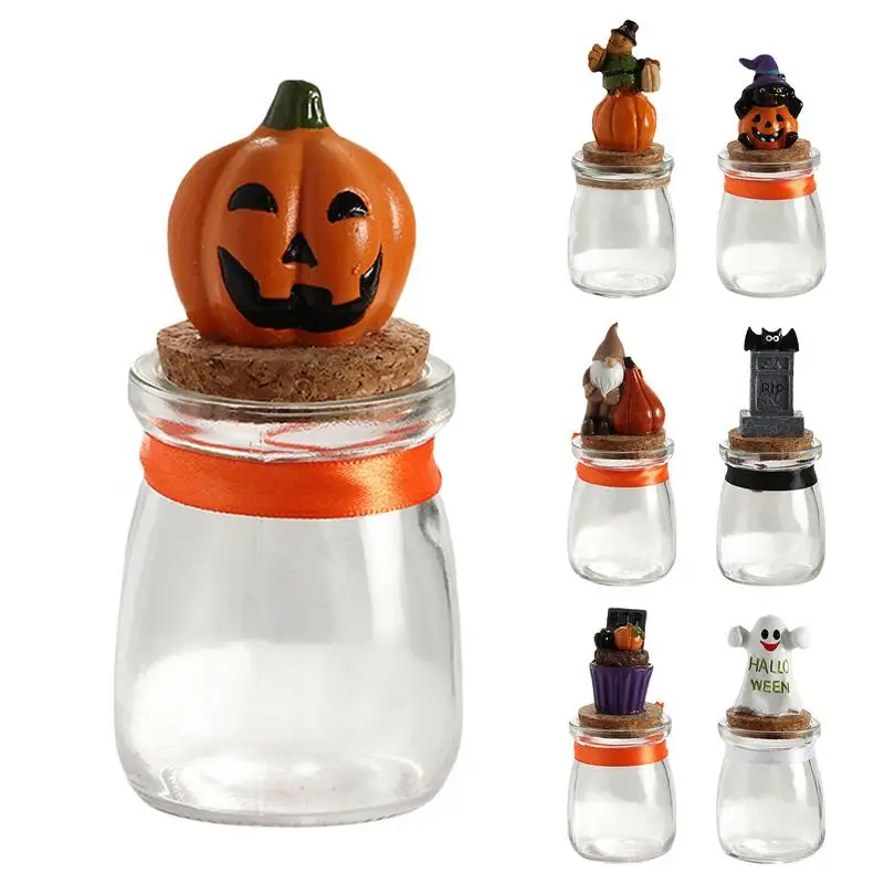 Decorative Halloween Candy Jar Food Storage Canisters Halloween Storage Jar Halloween Decoration Transparent Candy Box Organizer