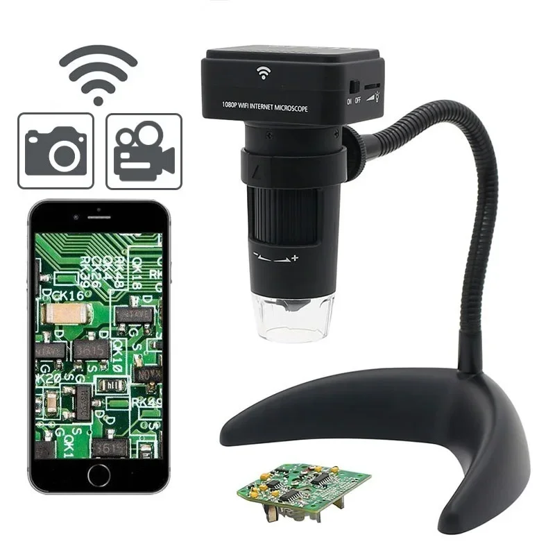 1080P HD 200X Wireless WIFI Mobile Phone Electron Microscope Digital Magnifier for Lab PCB Repair and Jewellery Identification