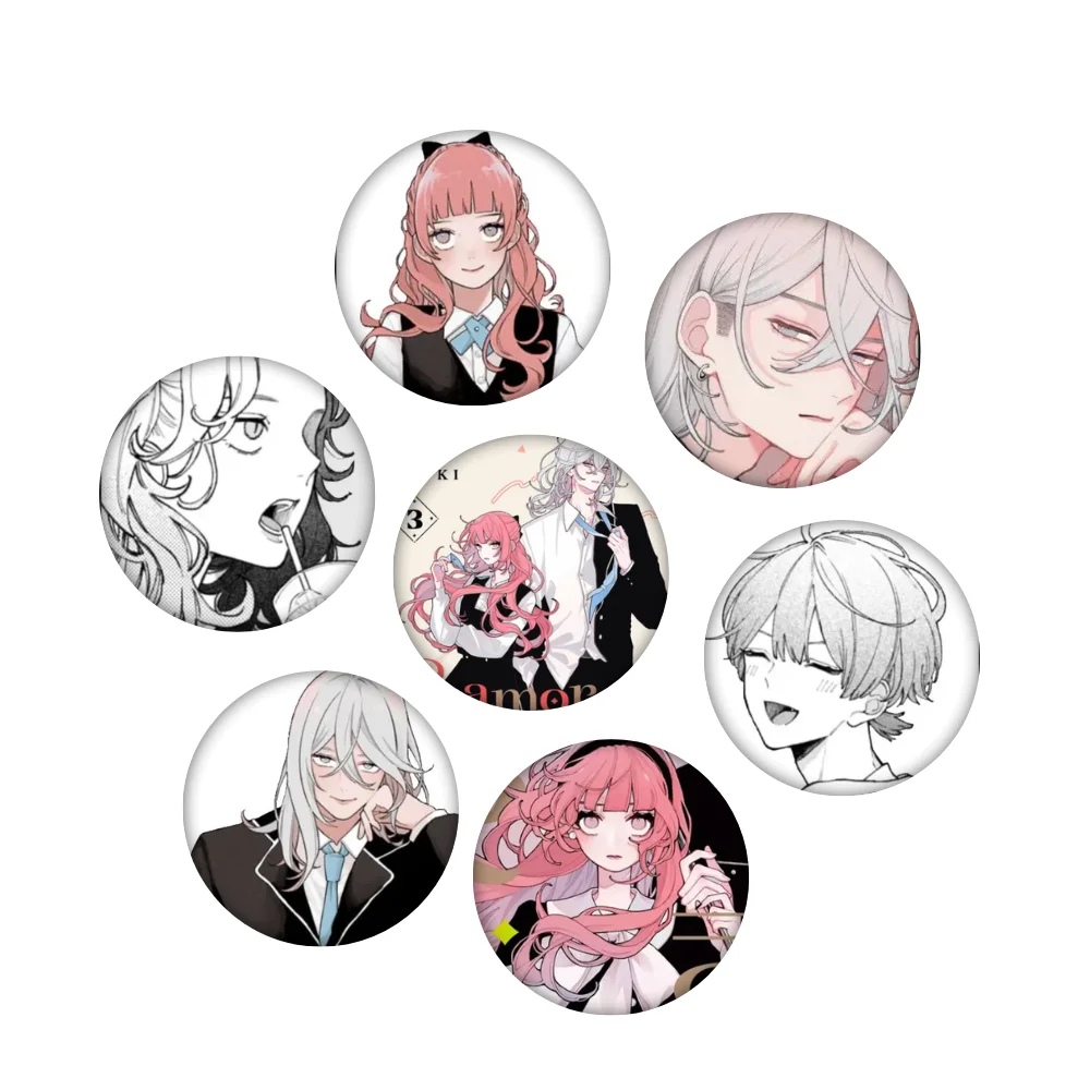 Anime Fall in Love You False Angels Brooch Pin, Otogi Katsura Toki Ninomae Round Badge for Backpack Fans Gift