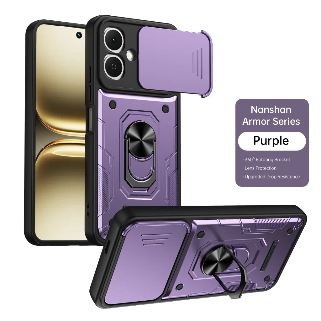 Shockproof Armor Phone Case For Infinix Smart 20 10 Note 60 Pro Hot 60 Pro+ 60i 4G Slide Camera Protection 360 Ring Holder Cover