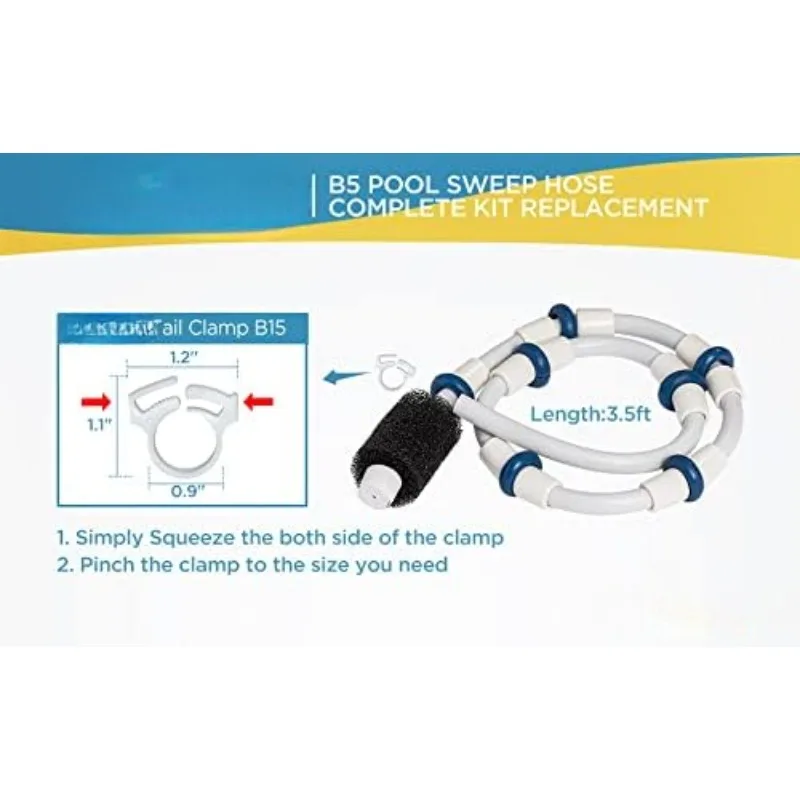 Automatic Pool Cleaner Sweep Hose Complete B5 Replacement Compatible with Pool Cleaner Sweep Hose