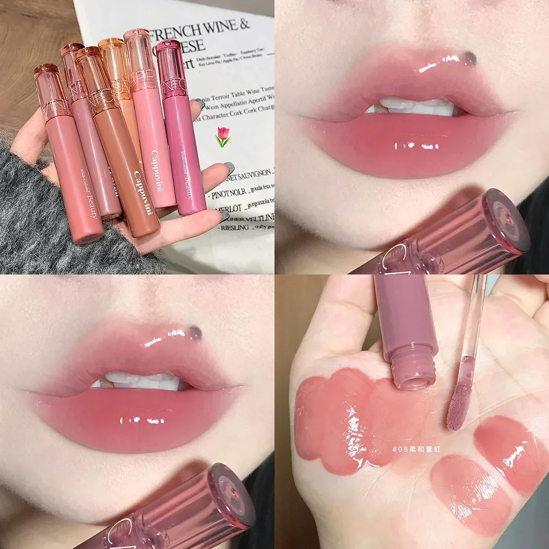 Clear Fruit Juice Lip Gloss Crystal Jelly Moisturizing Lip Oil Long Lasting No Sticky Sexy Lipstick Makeup Lip Care Cosmetics