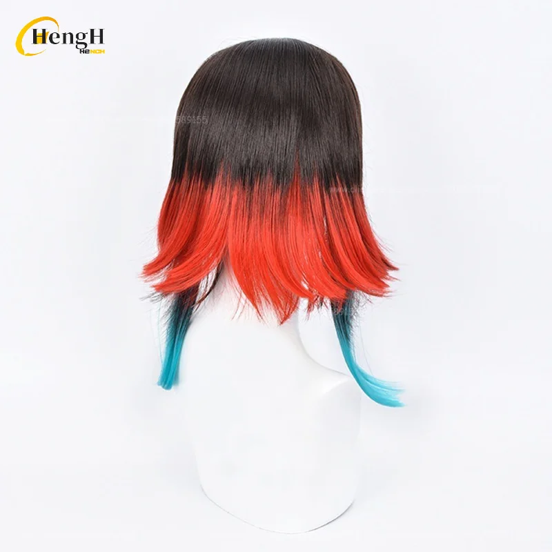 Disponibile Anime Enmu Capelli sintetici Unisex 40 cm Colore misto Cosplay Parrucca anime e adesivi Capelli resistenti al calore Parrucche di Halloween