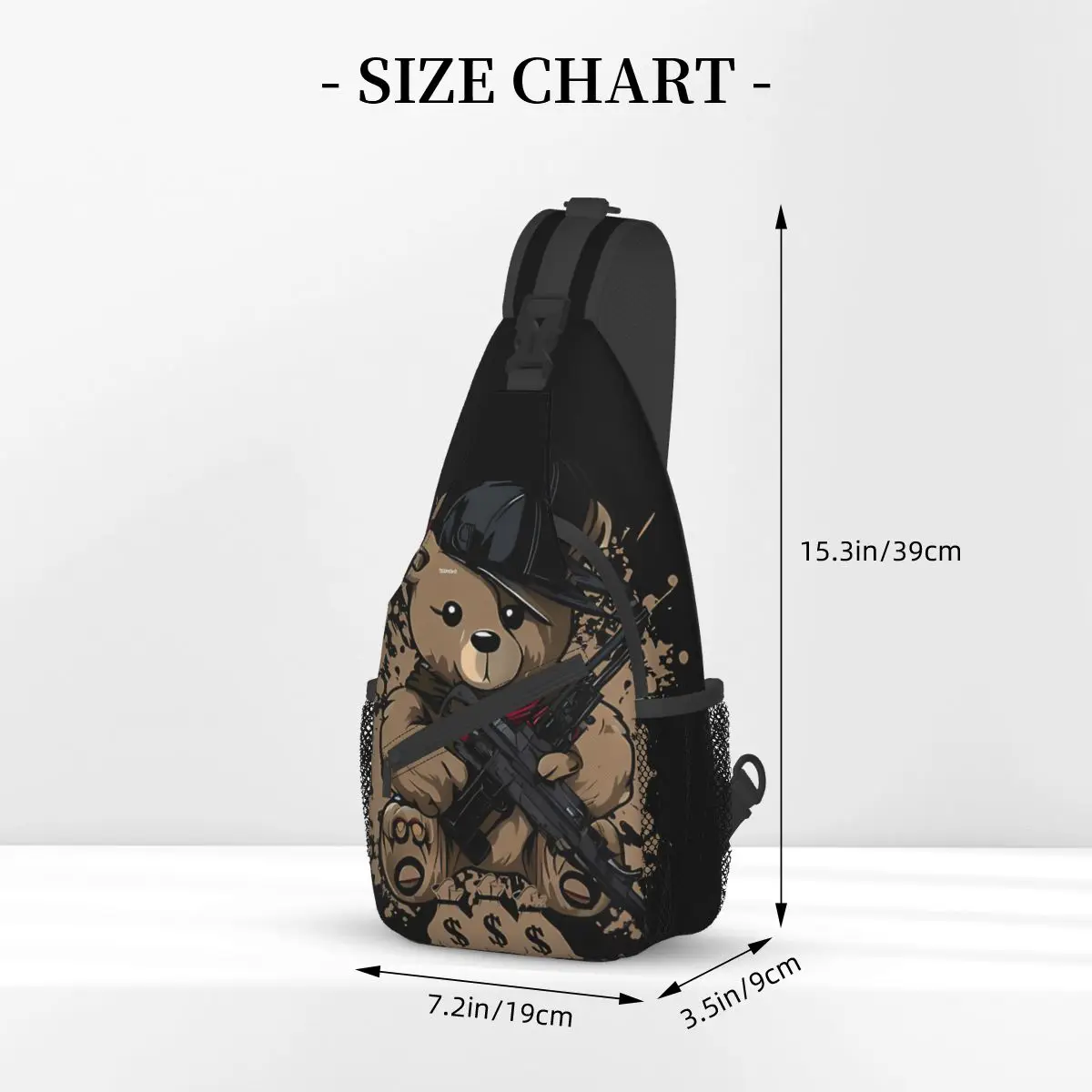 Evil Gang Crossbody Chest Bags Teddy Bear Pockets Travel Pack Messenger Sports Teens Shoulder Bag Unisex