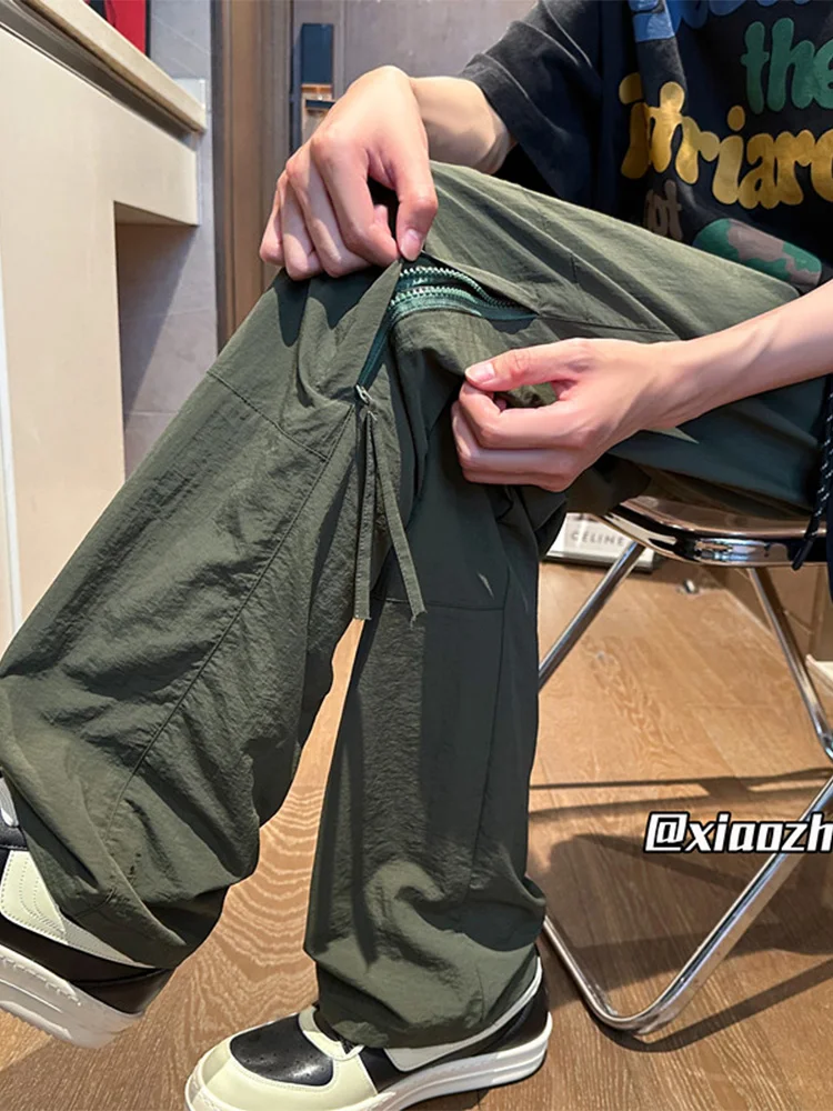 

Мужские летние тонкие брюки для спецодежды, брюки десантника на молнии, уличные водонепроницаемые повседневные прямые леггинсы, модный бренд