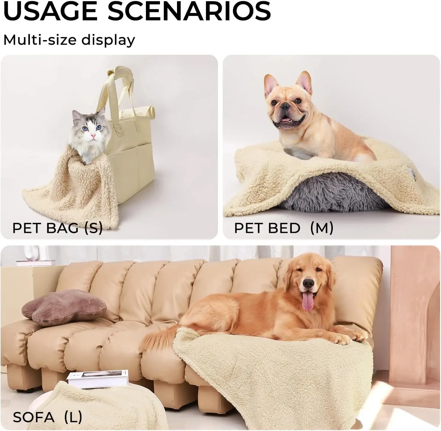 1pcs Calming Blankets Fluffy Premium Fleece Pet Blanket Soft Sherpa Throw for Dog Puppy Cat Beige Bed Sheet Free Shipping