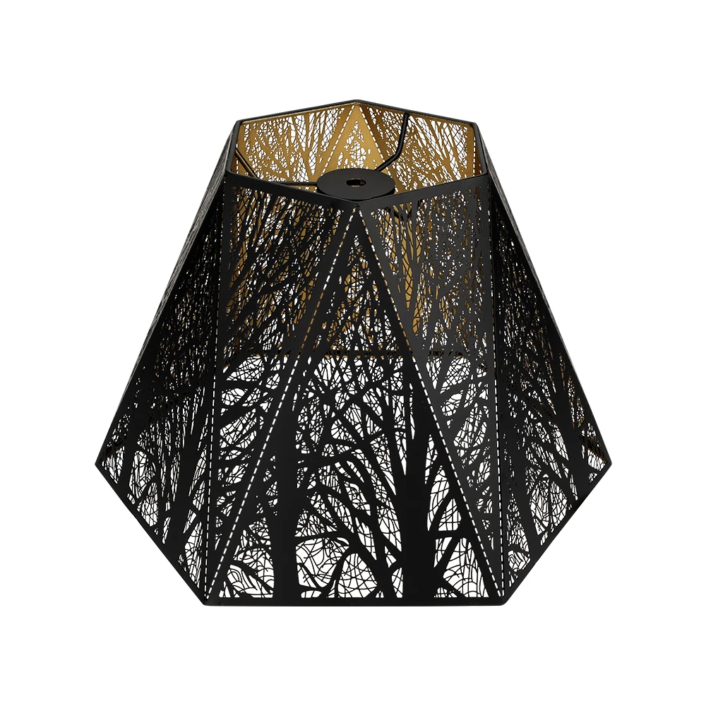 

1pc 6×12.8×7.8" hexagonal mysterious black forest style metal lampshade table lamp floor lamp bedroom living room black gold