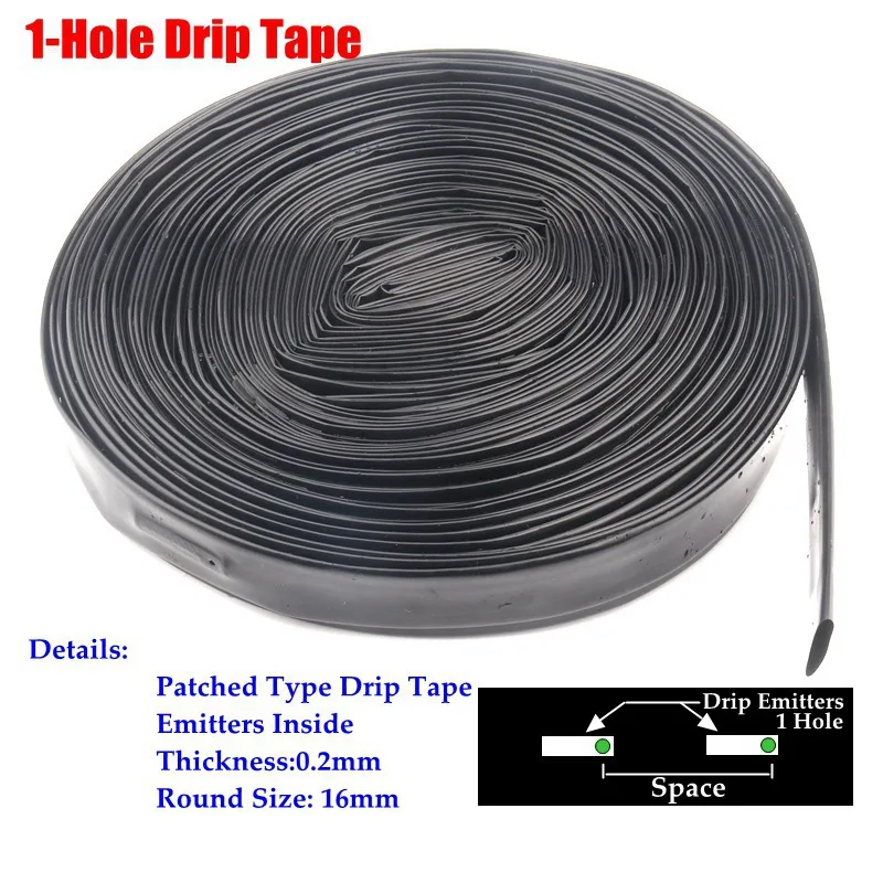 1000m/Roll Φ16mm 1-Hole Patch Drip Irrigation Tape Greenhouse Streamline Seepage Pipe Fruit Tree Water Saving Drip Hose