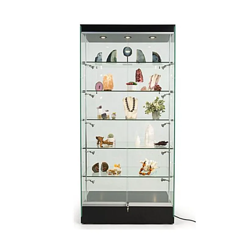 70-inch luxury glass wine cabinet with LED light full view transparent glass frame display cabinet for wine collection