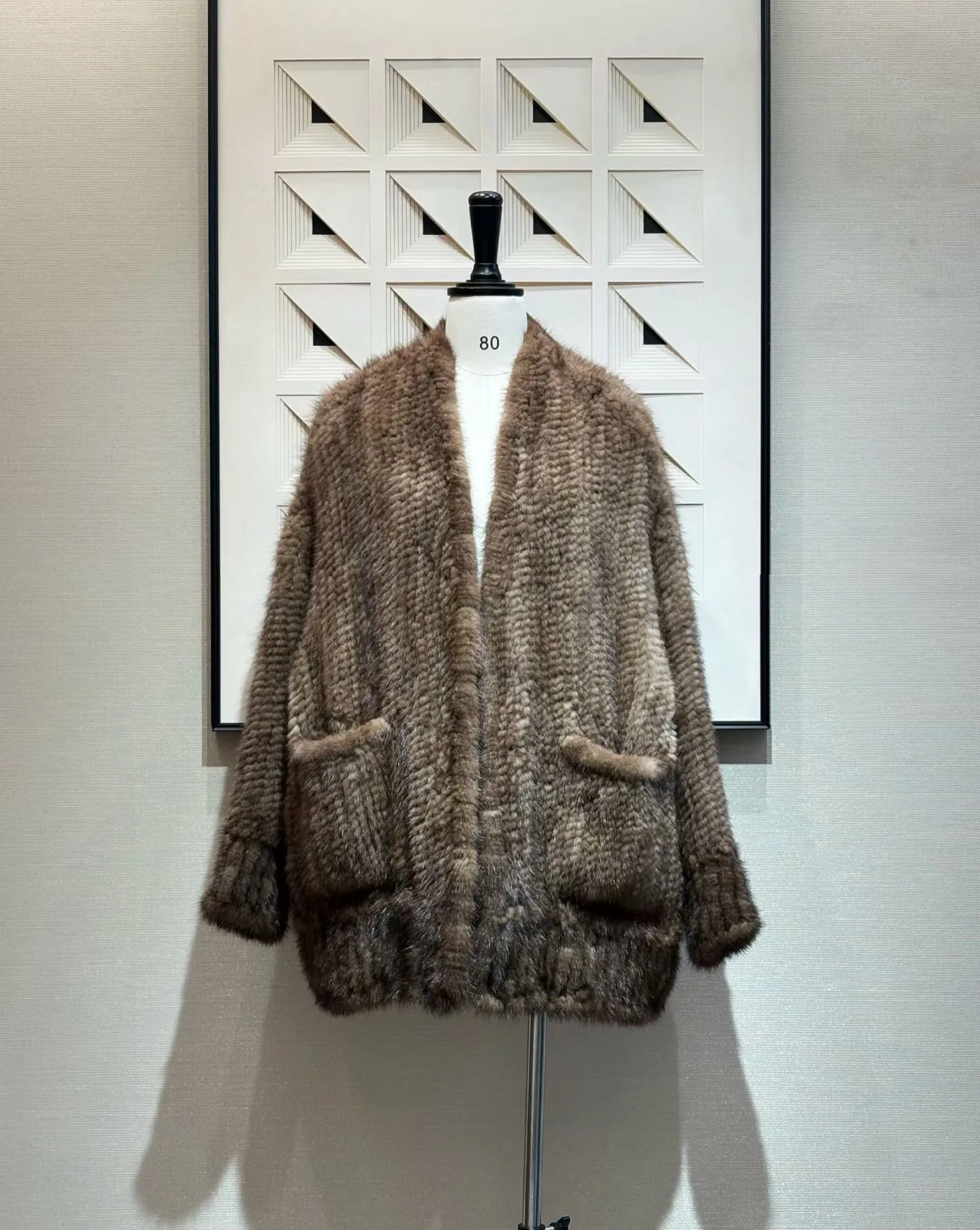 

High Quality Winter Mink Fur Coat Fashion Ladies Brown Knitted Jacket Casual Women's Long Fur Cardigan