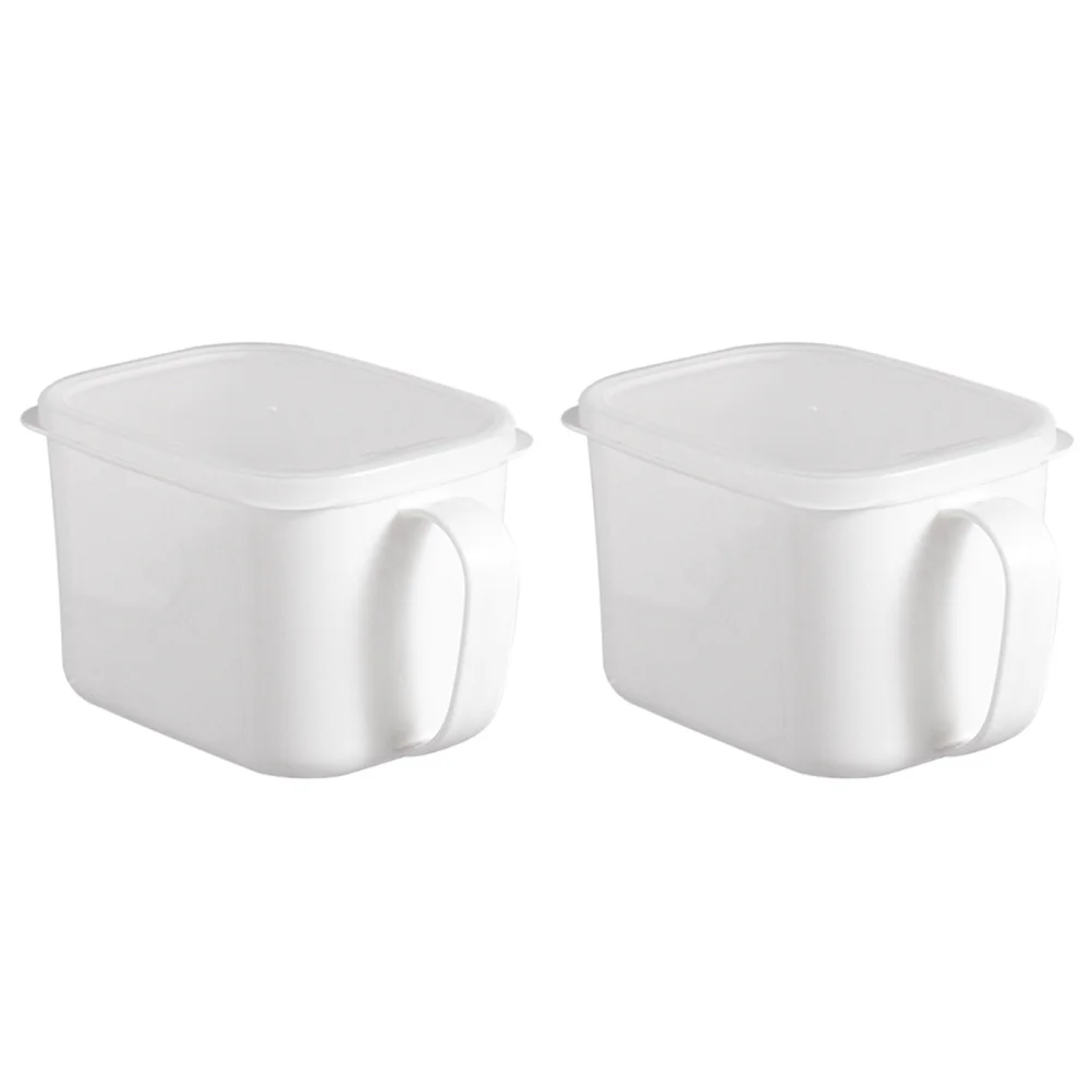 

2 Pcs Storage Box with Handle Food Container Freezers Kitchen Organizer Home Crate Fridge Can Cereal Tableware Dry