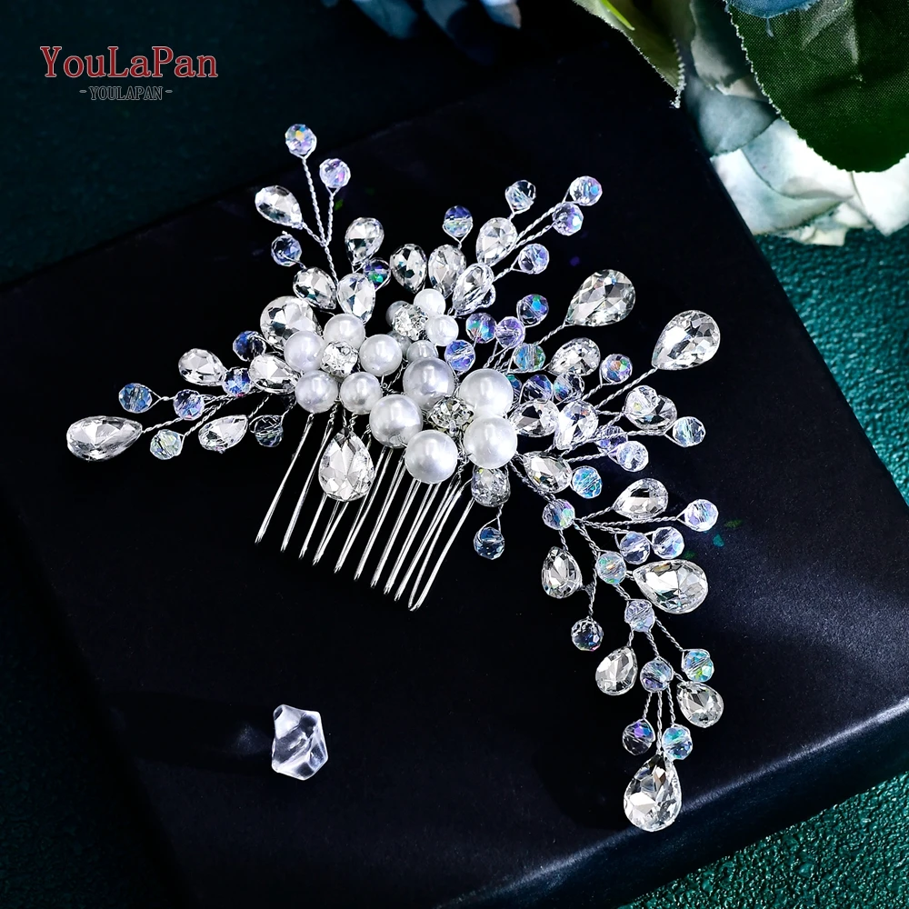 

TOPQUEEN Bridal Rhinestone Hair Comb Woman Pearl Headpiece Wedding Hair Accessories Party Bride Bridesmaid Hairwear HP850