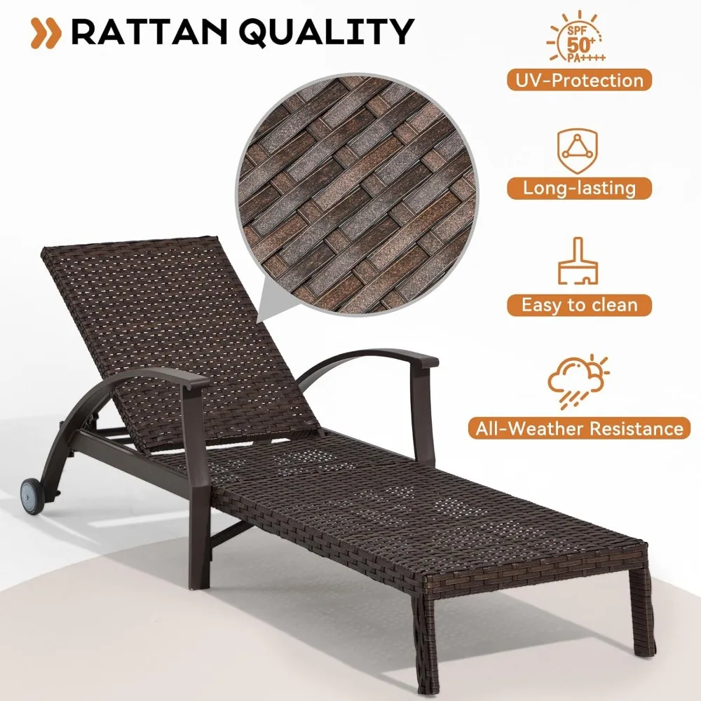 طقم كراسي صالة تشايز 79.1 بوصة خارجي مكون من 2، كرسي صالة فناء، كرسي استلقاء من الخيزران مع 6 مسند ظهر قابل للتعديل 115-1 #6