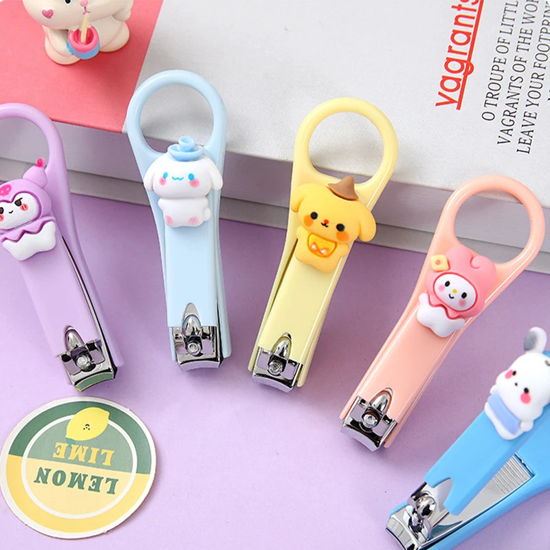 Cartoon anime sanrio nail clippers Cute Hello Kitty My Melody Cinnamoroll Kuromi Pochacco nail cutters Keychain pendant toy gift