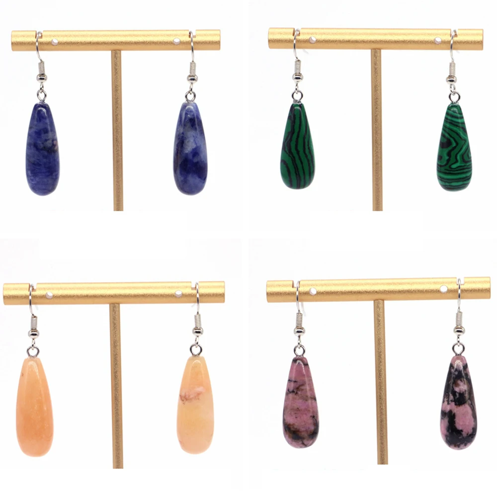 

Fashion Bohemia Tear Water Gemstone Natural Stone Healing Crystal Women Ear Hooks Female Boho Reiki Gems Jewelry Gift Wholesale