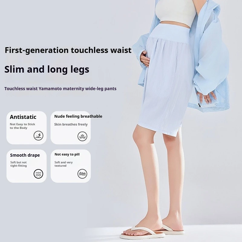 High Waist Maternity Shorts for Pregnant Women Summer Loose Thin Cotton Pregnancy Pants Casual Wear Plus Size 5-Point Pants
