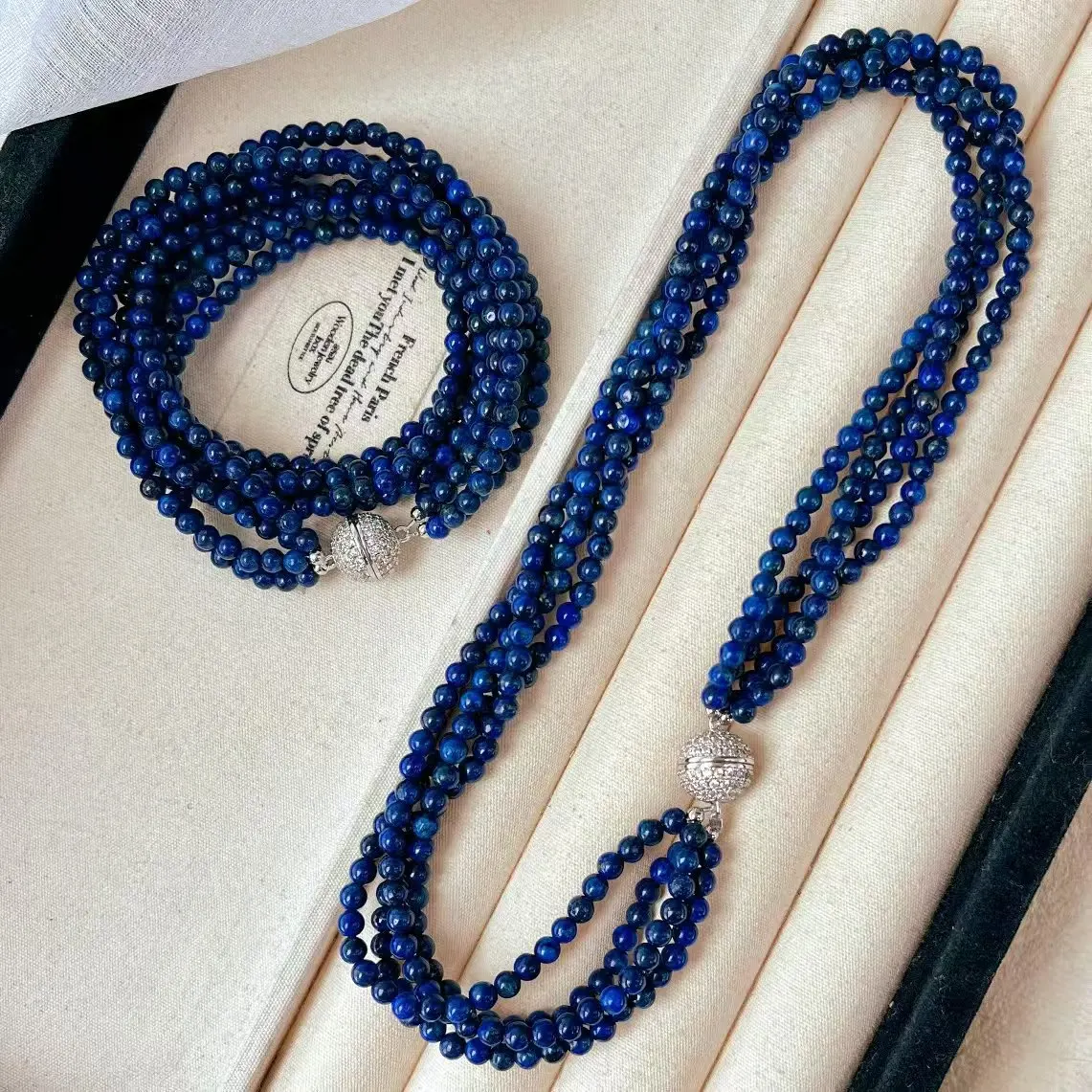 New retro multi-layer high-quality natural lapis lazuli necklace collarbone chain