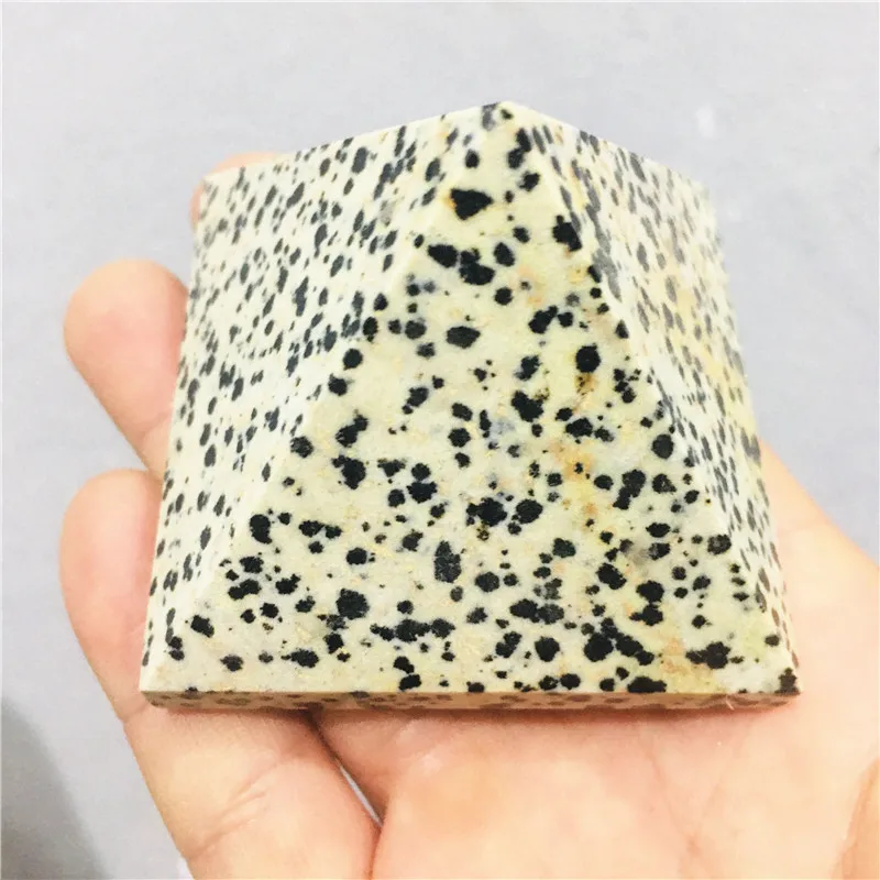 Natural crystal spotted stone energy pyramid home decoration