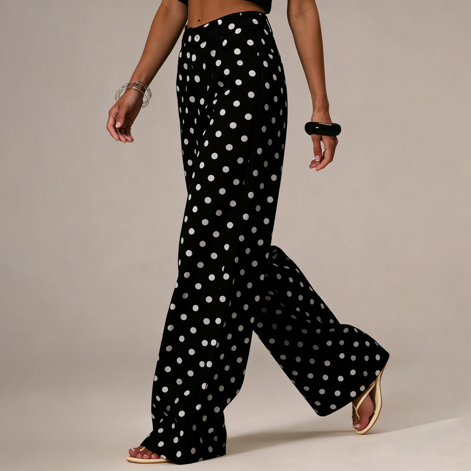 Women's Y2k Polka Dots Jeans Low Rise Straight Leg Cute Vintage Denim Pants Baggy Boyfriend Jeans with Pocket