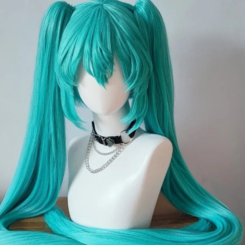 Hatsune Miku Cosplay Anime Wig Kawaii Blue Long Y2k Chip Ponytailss Halloween Party Costume Wigs Hair Clip Ponytails Wig Cap