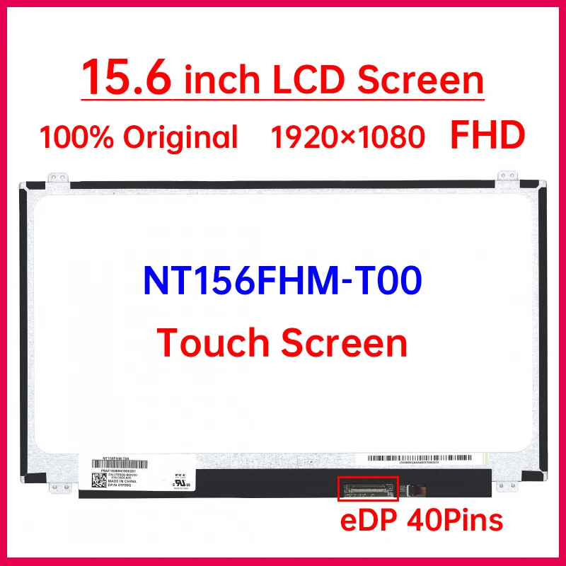

15,6-дюймовый сенсорный ЖК-экран ноутбука NT156FHM T00 NT156FHM-T00 для Dell Inspiron 15 15,6 5570, матричная панель дисплея 5575x1920, 40-контактный