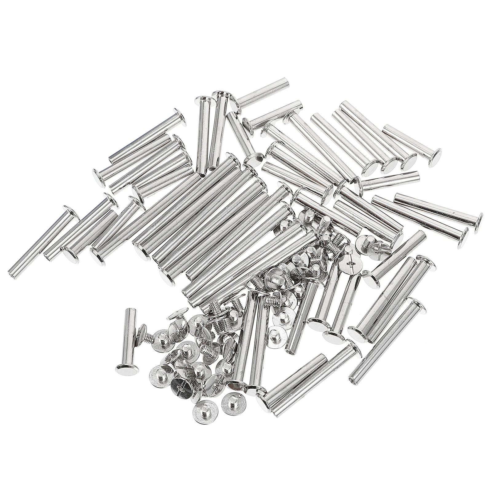 50 Sets Scrapbook H Account Screw DIY Craft Nickel Plated Post Silver Binding Metal Projects Rust Resistant Threaded
