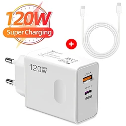 120W USB Type C PD Super Fast Charger 10A Cable Gan Fast Charging Quick Power Adapter for IPhone Xiaomi Samsung OnePlus Huawei