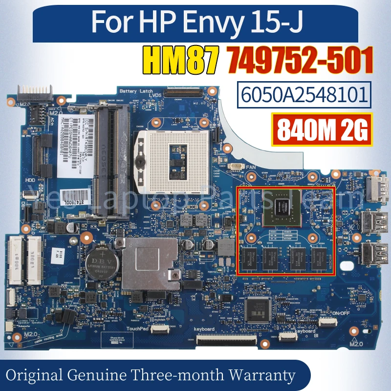 

6050A2548101 For HP Envy 15-J Laptop Mainboard 749752-501 HM87 N15S-GT-S-A2 840M 2G 100％ Tested Notebook Motherboard