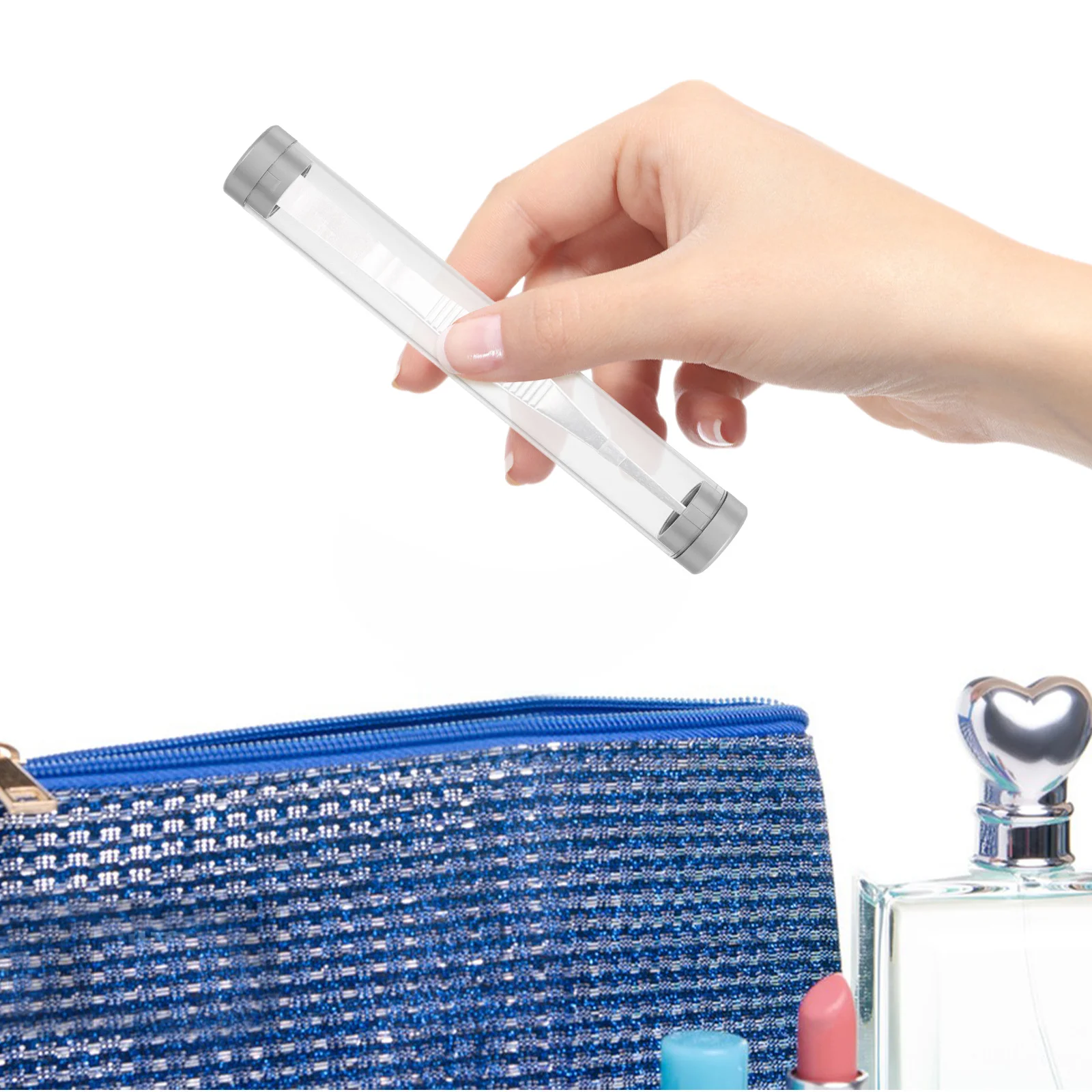 Eyelash Tweezers Small Storage Tube Clear Plastic Travel Case Organizer Lash Extension Tool Holder Box Eyelash Extension Tweezer