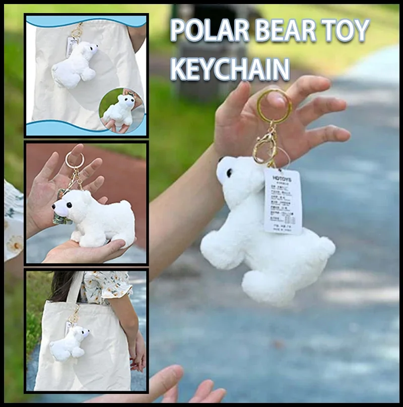 Cute New Polar Bear Plush Toy Keychain Backpack Doll Pendant Animal Plush Toy Fashion Gift Keychain Birthday Christmas Gift