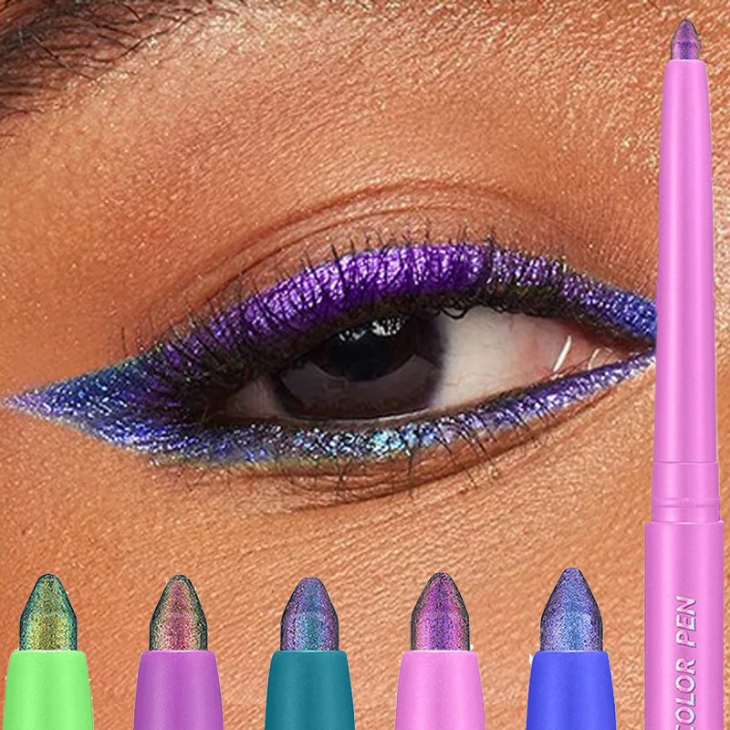 Parelmoer Aurora Paarse Eyeliner Pen Kameleon Metallic Eyeliner Glanzende Oogschaduw Liggende Zijderups Groen Blauw Make-up Pigment