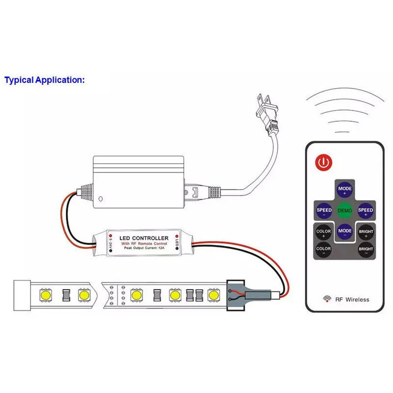 Mini DC 12V 24V Led Strip Controller Dimmer For DC 12V 24V 6A 2835 3528 5050 Single Color LED Light Strip Controller 11 Keys