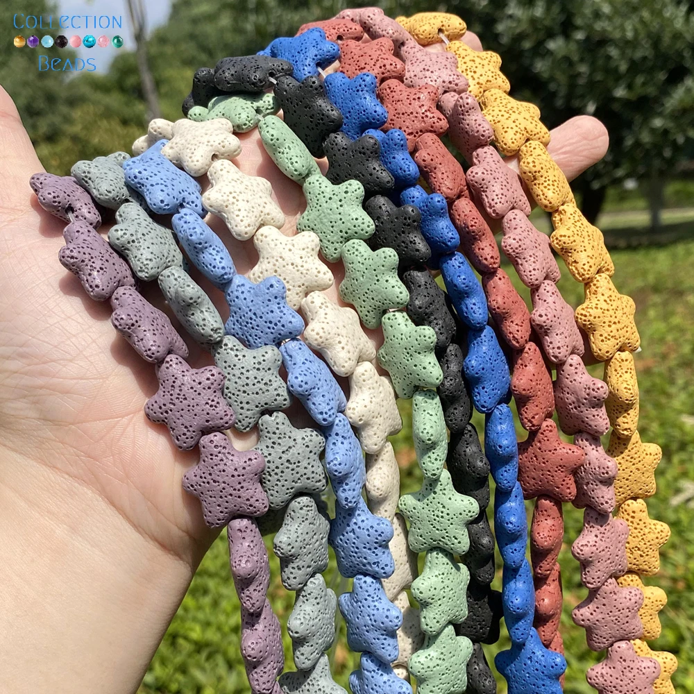 20mm Natural Stone Beads Colorful Lava Star Shape Spacer Loose Beads For Jewelry Making Beadwork DIY Bracelet Necklace 15‘’