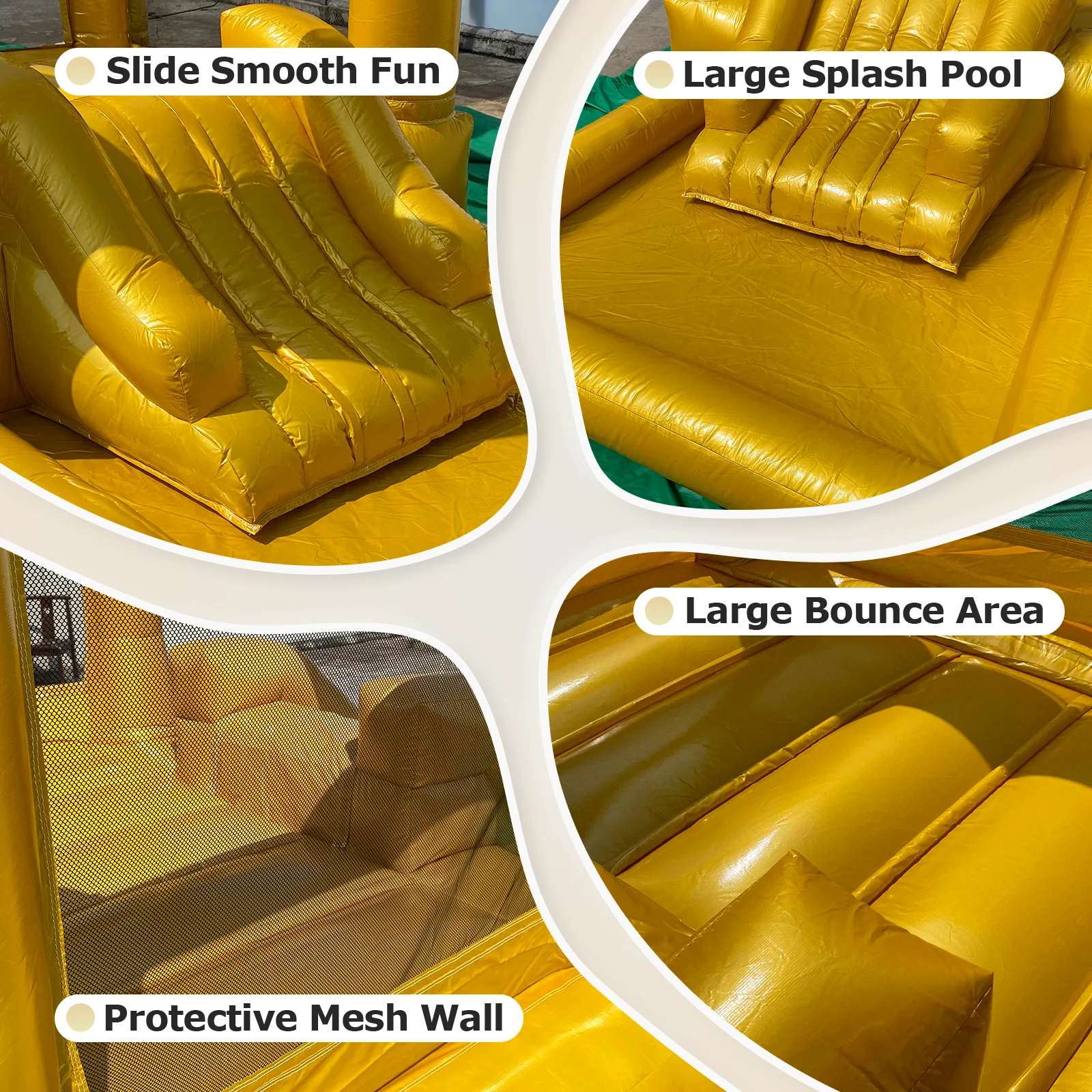 Kommerzielle aufblasbare weiße Hüpfburg im neuen Design mit Rutsche Hüpfburg/Goldsprunghaus/Anpassung Hüpfburg für Hochzeit