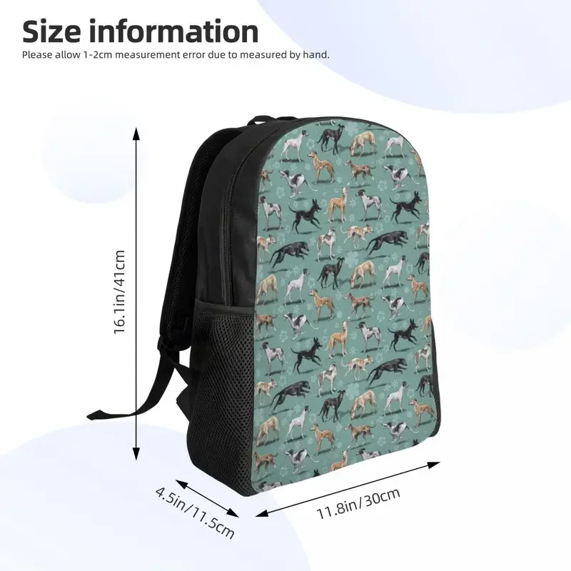 Customized Kawaii Greyhound Dog Travel Backpack Men Women School Laptop Bookbag Animal Pet Puppy College Student Daypack Bags