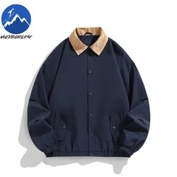 2025 Autumn New Jacket Mens American Retro Windbreaker Corduroy Lapel Baseball Suit Coat Youth Harajuku Windproof Boxing Jacket