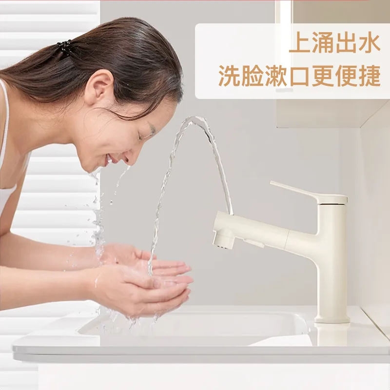 Basin Pull-out Faucet Wash Mouthwash Basin Hot and Cold Water Bathroom Toilet Wash Basin White Faucet