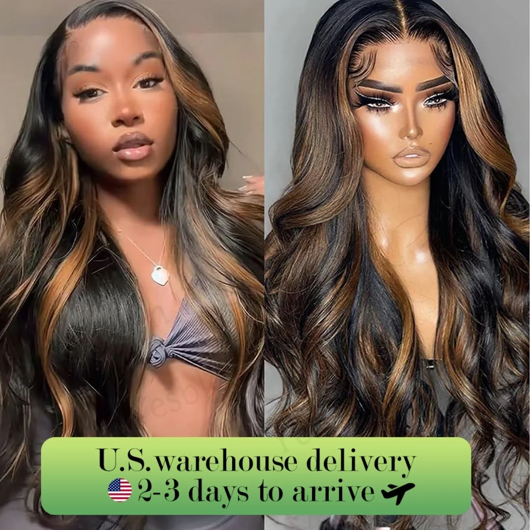 26 Inch Ombre Lace Front Wig Human Hair Pre Plucked With Baby Hair FB/30 HD Lace Front Wigs Human Hair 180% Density