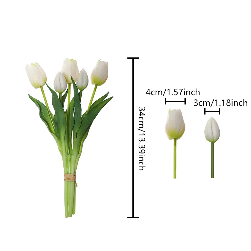 1 bundel van 5 gesimuleerde tulpen, binnenhuis rekwisieten schieten gesimuleerde bloemen, Valentijnsdag bruiloft vaas bloemstuk