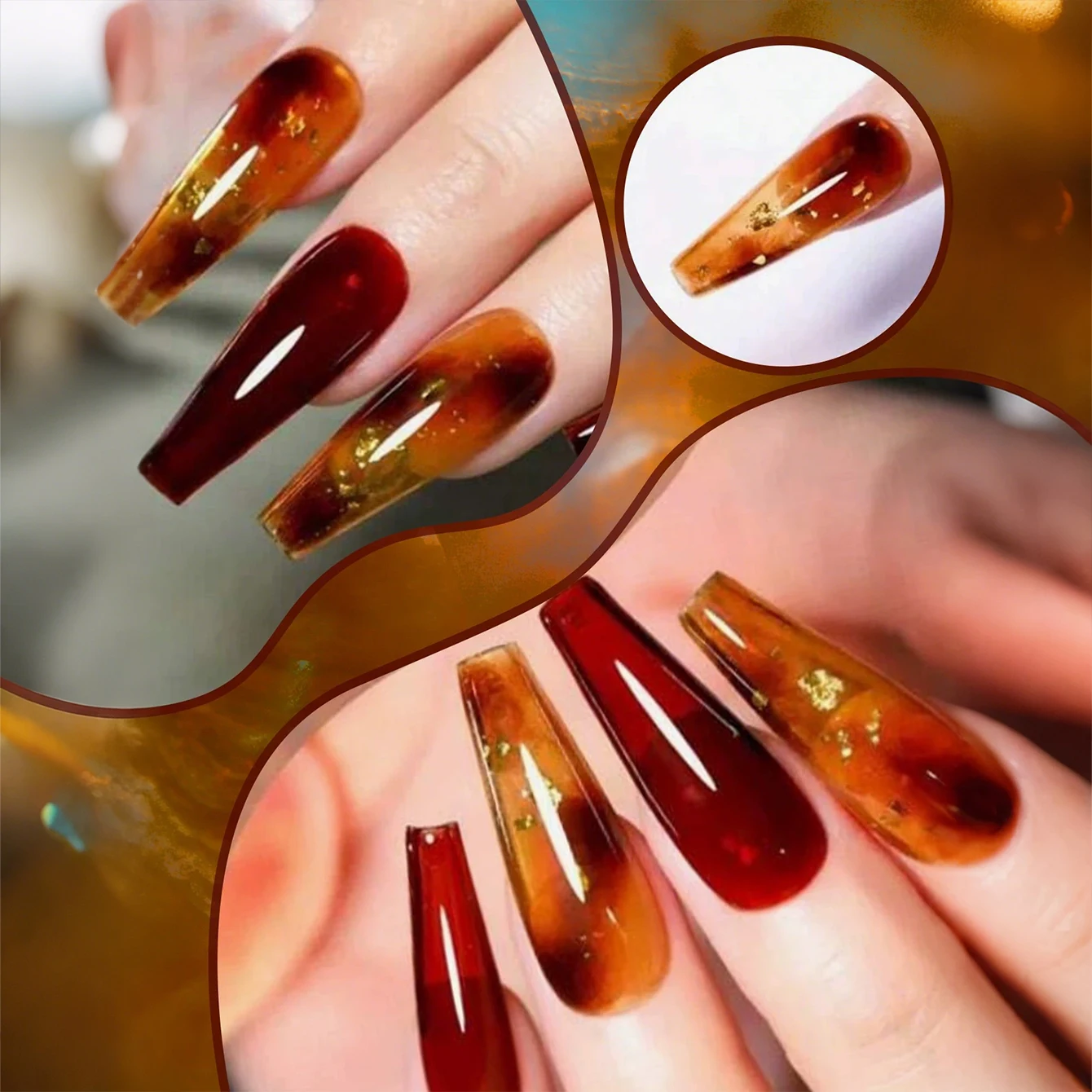 ยาทาเล็บเจลสีน้ำตาลใส 10 มล. 1 ชิ้น ขายดีประจำฤดูใบไม้ร่วงและฤดูหนาว ซีรีส์สีน้ำตาลอำพัน คาราเมล เจลลี่  ลายเสือดาว สีแดง สีดำ