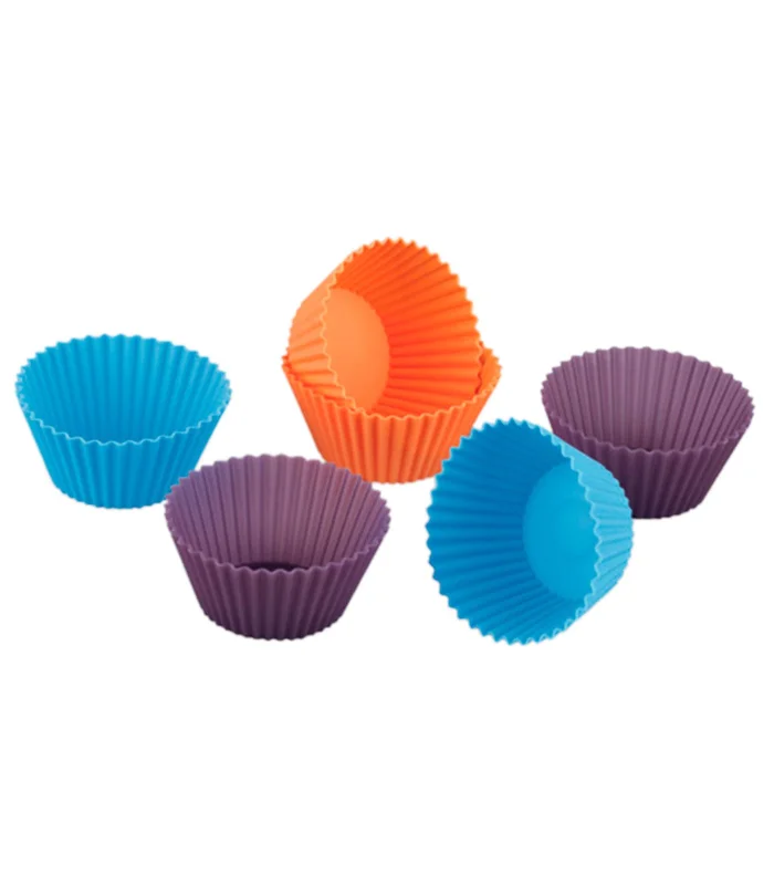 Tradineur 6-Pack Reusable Non-stick Cupcake Molds Silicone 100% 7*3 cm color Baking Molds