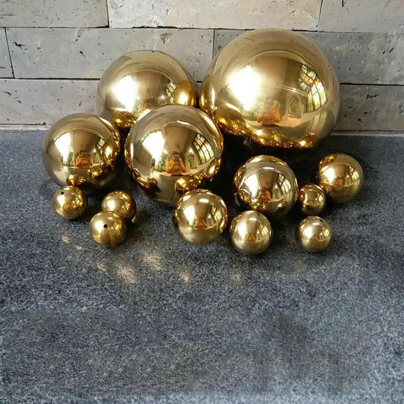 201 Stainless Steel Titanium Gold Hollow Sphere Decorative Golden Metal Christmas Balls Home Decoration Magic Ball 25-200mm
