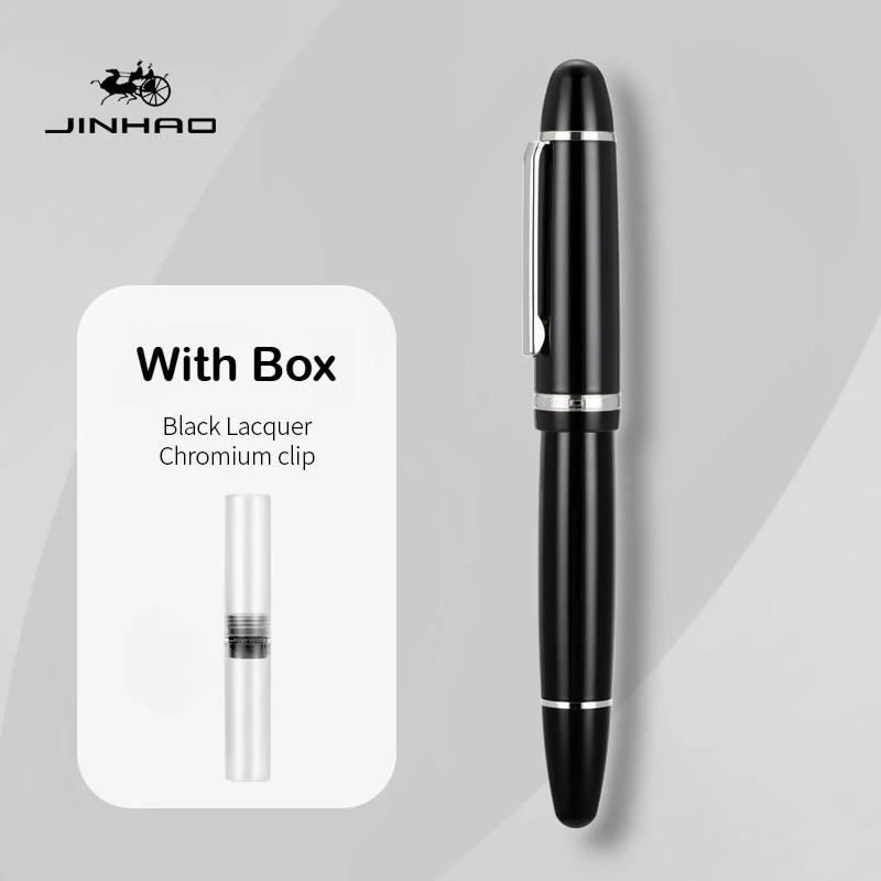 JINHAO X169 Fountain Pen Gold Clip Pen Elegant Black EF/F/M Nib Writing Ink Pen Pk 9019 Stationery Office School Supplies