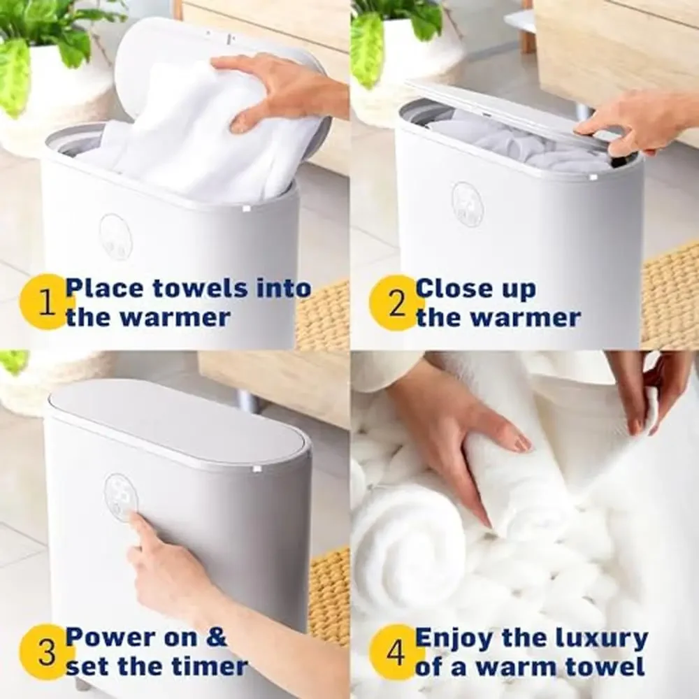 Luxury Towel Warmer with Large Capacity Bucket Style Heater LED Display Timer Auto Shut-Off Fits Two 40” x 70” Oversized Towels